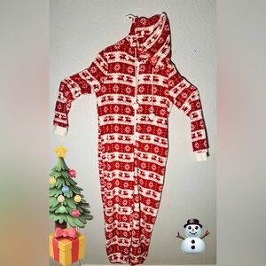 Cozy Red and White Reindeer Print Women's Onesie